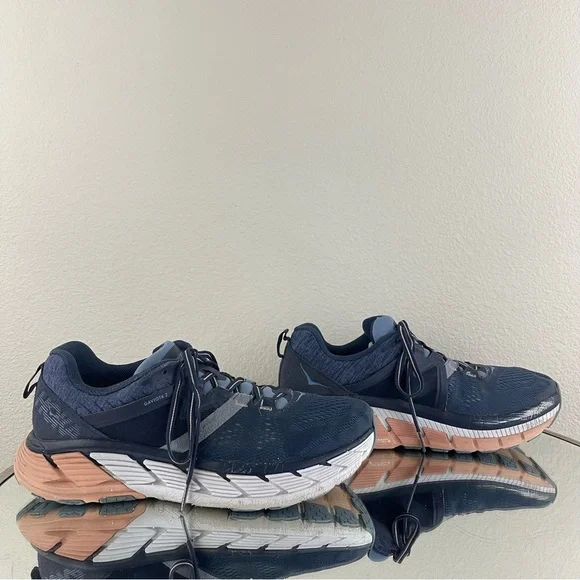 !SOLD! HOKA One One Mood Indigo Blue Dusty Pink Gaviota 2 Running Sneaker Shoes - Picture 4 of 13